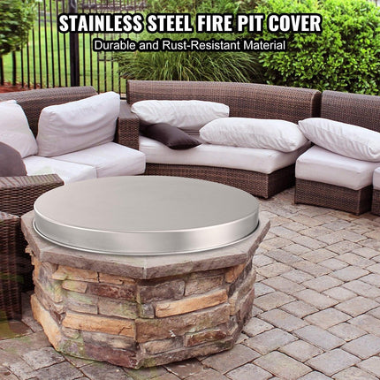Fire Pit Cover Lid, 27" Portable Firepit Spark Screen,Stainless Steel Steel Metal Cover, Easy-Opening Outdoor Wood Burning and Camping Stove Accessory, for Outdoor Patio Fire Pits Backyard.