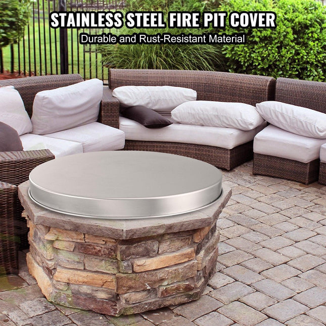 Fire Pit Cover Lid, 27" Portable Firepit Spark Screen,Stainless Steel Steel Metal Cover, Easy-Opening Outdoor Wood Burning and Camping Stove Accessory, for Outdoor Patio Fire Pits Backyard.