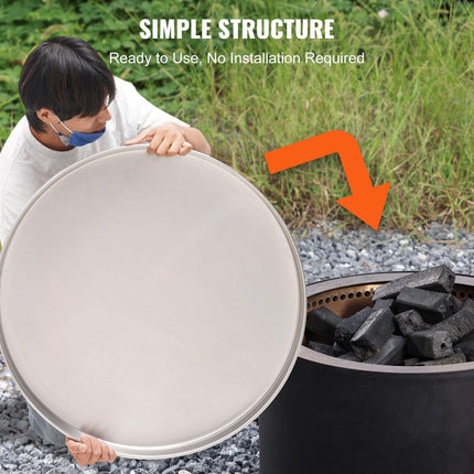 Fire Pit Cover Lid, 27" Portable Firepit Spark Screen,Stainless Steel Steel Metal Cover, Easy-Opening Outdoor Wood Burning and Camping Stove Accessory, for Outdoor Patio Fire Pits Backyard.