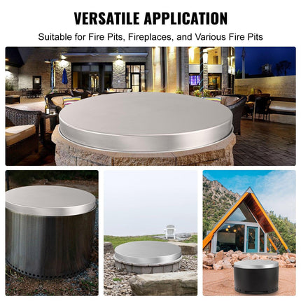 Fire Pit Cover Lid, 27" Portable Firepit Spark Screen,Stainless Steel Steel Metal Cover, Easy-Opening Outdoor Wood Burning and Camping Stove Accessory, for Outdoor Patio Fire Pits Backyard.