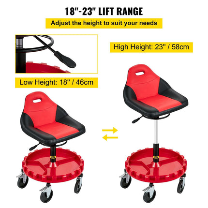 Rolling Garage Stool 300LBS Adjustable Mechanic Work Shop Seat w/Casters.