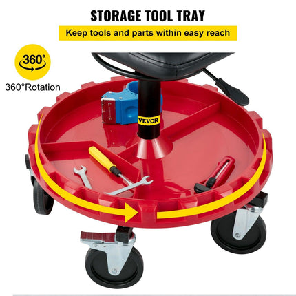 Rolling Garage Stool 300LBS Adjustable Mechanic Work Shop Seat w/Casters.