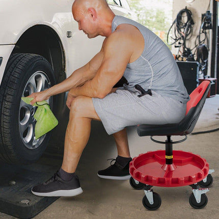 Rolling Garage Stool 300LBS Adjustable Mechanic Work Shop Seat w/Casters.