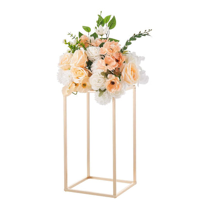 Wedding Flower Stand, 10PCS 40cm Column Flower Stand, Floral Stands with Acrylic Laminate, Gold Rectangular Floral Display Rack for Wedding, Party, Birthday, Home, Gold Centerpiece Stands.
