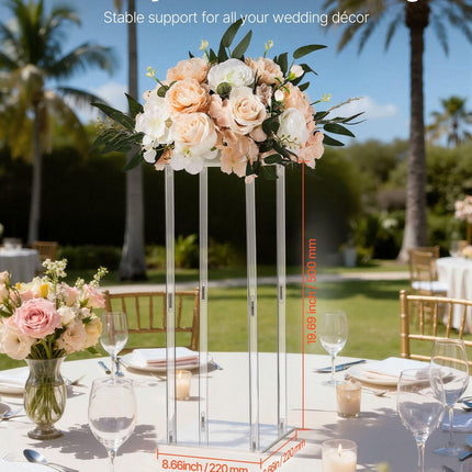Wedding Flower Stand, 10PCS 50cm Column Flower Stand, Floral Stands with Acrylic Laminate, Cylindrical Cubic Floral Display Rack for Wedding, Party, Birthday, Home, Centerpiece Stands.