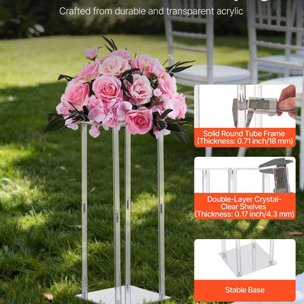 Wedding Flower Stand, 10PCS 50cm Column Flower Stand, Floral Stands with Acrylic Laminate, Cylindrical Cubic Floral Display Rack for Wedding, Party, Birthday, Home, Centerpiece Stands.