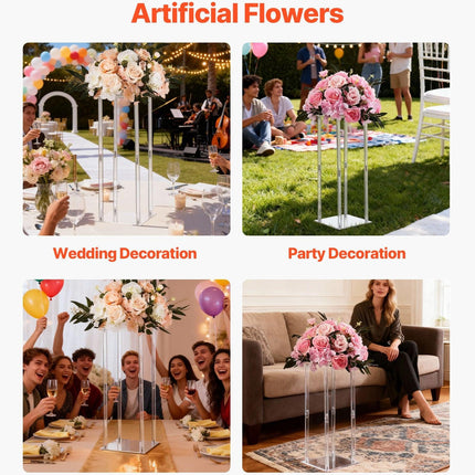 Wedding Flower Stand, 10PCS 50cm Column Flower Stand, Floral Stands with Acrylic Laminate, Cylindrical Cubic Floral Display Rack for Wedding, Party, Birthday, Home, Centerpiece Stands.