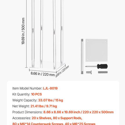 Wedding Flower Stand, 10PCS 50cm Column Flower Stand, Floral Stands with Acrylic Laminate, Cylindrical Cubic Floral Display Rack for Wedding, Party, Birthday, Home, Centerpiece Stands.