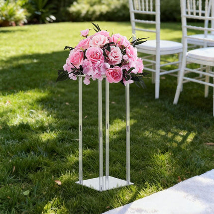 Wedding Flower Stand, 10PCS 50cm Column Flower Stand, Floral Stands with Acrylic Laminate, Cylindrical Cubic Floral Display Rack for Wedding, Party, Birthday, Home, Centerpiece Stands.