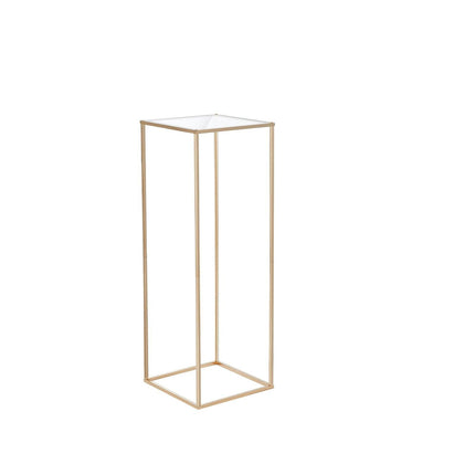 2PCS 31.5inch/80cm High Wedding Flower Stand, With Acrylic Laminate,Metal Vase Column Geometric Centerpiece Stands, Gold Rectangular Floral Display Rack for Events Reception, Party Decoration.