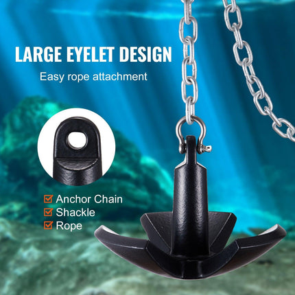 River Anchor 30LB Boat Anchor Cast Iron Black Vinyl-Coated Mushroom Anchor.