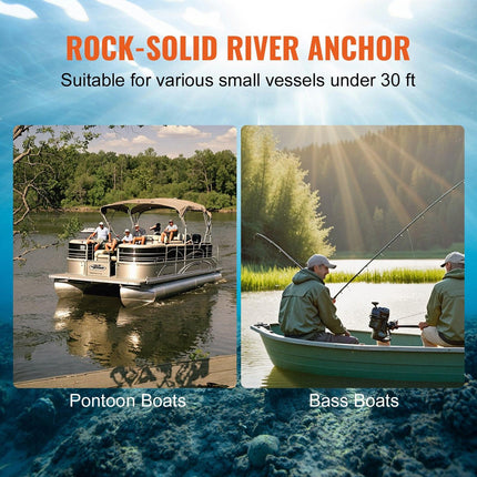 River Anchor 30LB Boat Anchor Cast Iron Black Vinyl-Coated Mushroom Anchor.