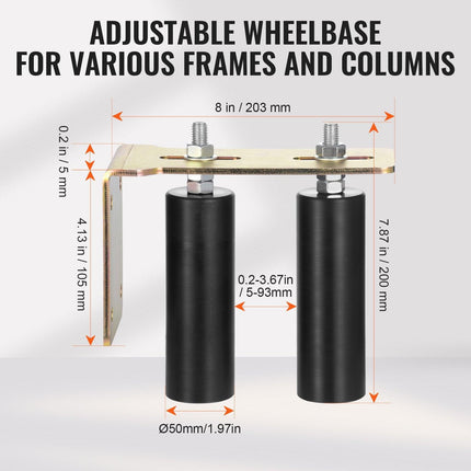 Sliding Gate Kit 6” Rolling Hardware with L-Bracket Adjustable for Door.