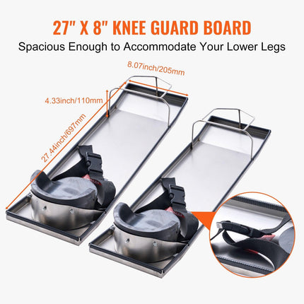 Concrete Knee Boards Knee Sliders 28" x 8" 2 Pair w/ Knee Pad for Concrete.