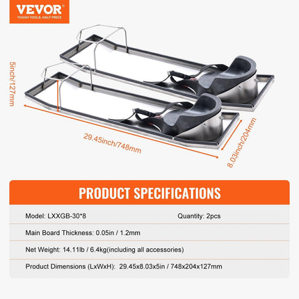 Concrete Knee Boards Stainless Steel, 30'' x 8'' Concrete Sliders, Knee Boards For Concrete, Concrete Knee Pads Moving Sliders, with Knee Pads & Board Straps for Cement and Concrete Finishing.