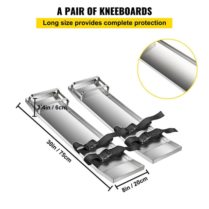 Concrete Knee Boards 70cm x 20cm Slider Knee Boards, Kneeler Board Stainless Steel Kneeboards, Concrete Sliders Pair Moving Sliders, with Concrete Board Straps for Cement and Concrete Finishi.