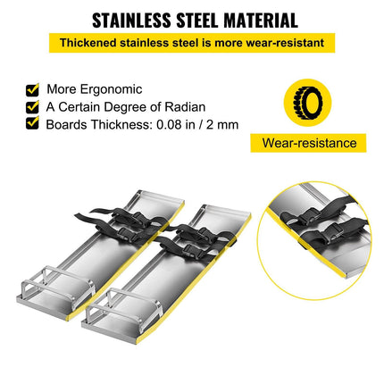 Concrete Knee Boards 70cm x 20cm Slider Knee Boards, Kneeler Board Stainless Steel Kneeboards, Concrete Sliders Pair Moving Sliders, with Concrete Board Straps for Cement and Concrete Finishi.