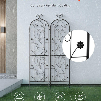 2 Packs Metal Garden Trellis for Climbing Plant Support 60x15 in Rustproof.