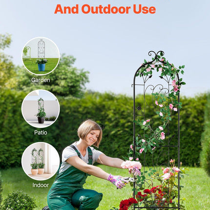 2 Packs Metal Garden Trellis for Climbing Plant Support 60x15 in Rustproof.