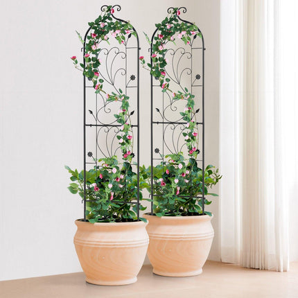 2 Packs Metal Garden Trellis for Climbing Plant Support 60x15 in Rustproof.