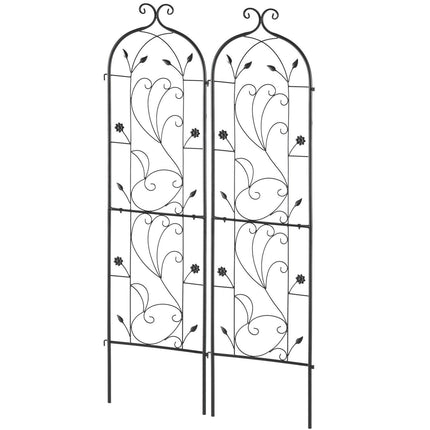 2 Packs Metal Garden Trellis for Climbing Plant Support 60x15 in Rustproof.