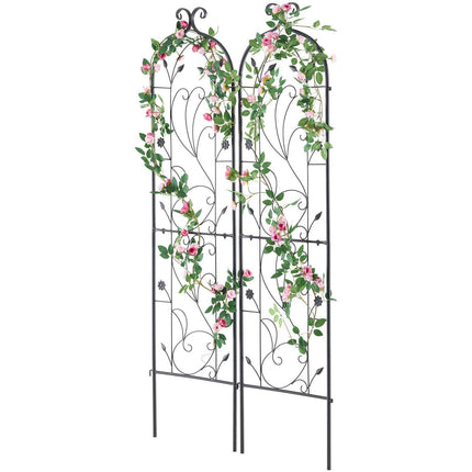 2 Packs Metal Garden Trellis for Climbing Plant Support 60x15 in Rustproof.
