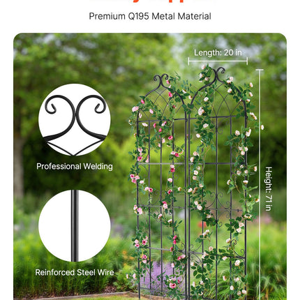 2 Packs Metal Garden Trellis for Climbing Plant Support 71x20 in Rustproof.