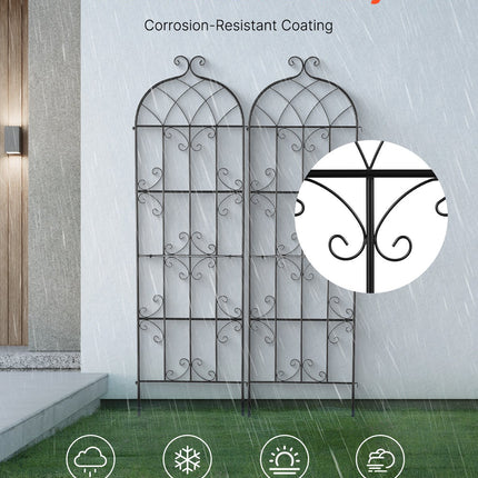 2 Packs Metal Garden Trellis for Climbing Plant Support 71x20 in Rustproof.