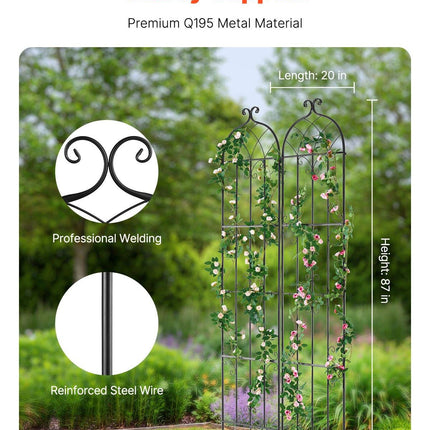 2 Packs Metal Garden Trellis for Climbing Plant Support 87x20 in Rustproof.