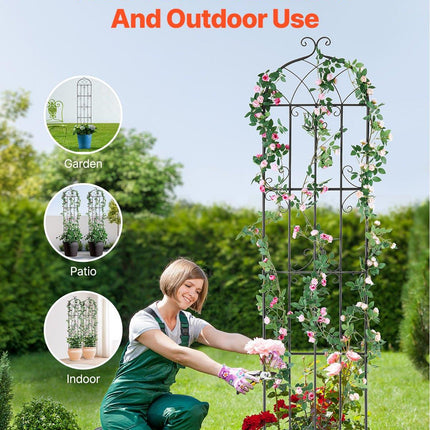 2 Packs Metal Garden Trellis for Climbing Plant Support 87x20 in Rustproof.