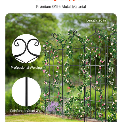 4 Packs Metal Garden Trellis for Climbing Plant Support 71x20 in Rustproof.