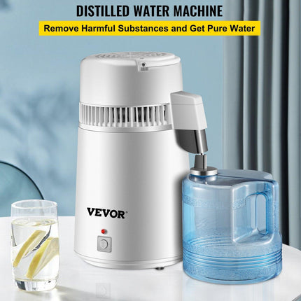 Water Distiller Purifier Pure Water Distiller Filters Water Distillation 4L Internal Stainless Steel with Collection Bottle.