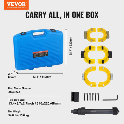 Strut Spring Compressor Set, Macpherson Strut Spring Compressor Kit, Interchangeable Fork Strut Coil Extractor Remover Tool, with Yellow Protective Sleeve and Carrying Case.