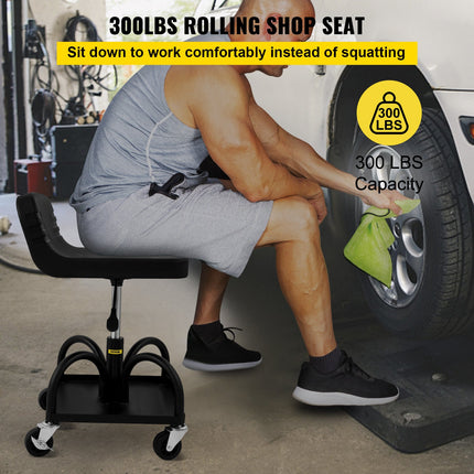 Rolling Garage Stool 300LBS Adjustable Mechanic Work Shop Seat w/Casters.