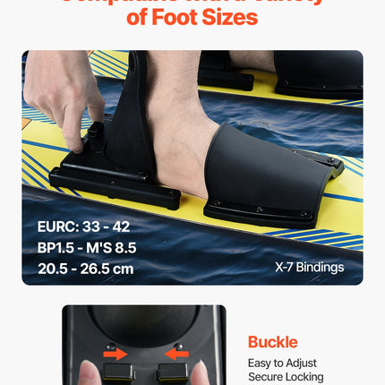 Water Skis 116.8 cm / 46 inch, Water Ski Trainers with X-7 Adjustable Bindings, Double-Handle Rope & Removable Stabilizing Bar, Training Waterskis Combo for Youth Up to 136 kg.