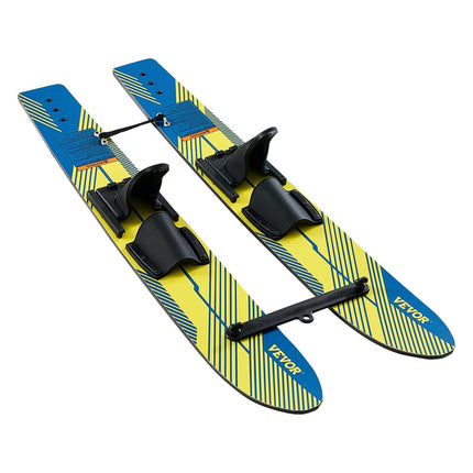 Water Skis 116.8 cm / 46 inch, Water Ski Trainers with X-7 Adjustable Bindings, Double-Handle Rope & Removable Stabilizing Bar, Training Waterskis Combo for Youth Up to 136 kg.