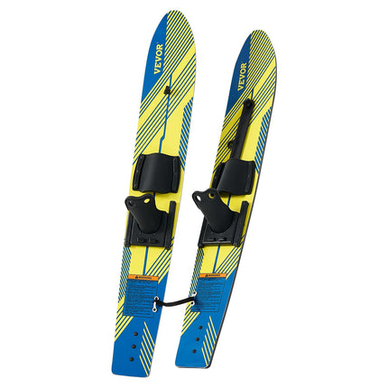 Water Skis 116.8 cm / 46 inch, Water Ski Trainers with X-7 Adjustable Bindings, Double-Handle Rope & Removable Stabilizing Bar, Training Waterskis Combo for Youth Up to 136 kg.