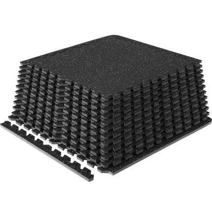 12 PCS 14 mm Thick Gym Floor Mats, 24" x 24" EVA Foam & Rubber Top Interlocking Workout Floor Mats with 4.5 m² Coverage, Waterproof Exercise Puzzle Flooring for Gym, Home, Garage, Basemen.