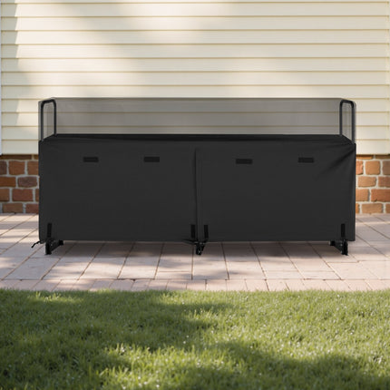 Firewood Rack with Waterproof Cover, 2.57m Outdoor Firewood Holder, 1/2 Cord Storage Metal Log Holder, 299kg Max Weight Capacity, Top Covered, Powder-Coated Wood Storage Rack for Fireplace Deck.