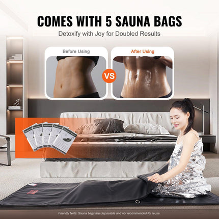 Sauna Blanket for Detoxification, Portable Far Infrared Sauna for Home Relaxation, 1-6 Level Adjustable Temprature Rannge 35-85°C, 1-60 Minutes Timer,1800x800mm.