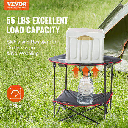 Folding Camping Table, Outdoor Portable Side Tables, Lightweight Fold Up Table, 600D Oxford Fabric & Steel Ultra Compact Work Table with Large Storage & Carry Bag, For Beach Picnic, 28.3"x24".