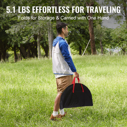 Folding Camping Table, Outdoor Portable Side Tables, Lightweight Fold Up Table, 600D Oxford Fabric & Steel Ultra Compact Work Table with Large Storage & Carry Bag, For Beach Picnic, 28.3"x24".