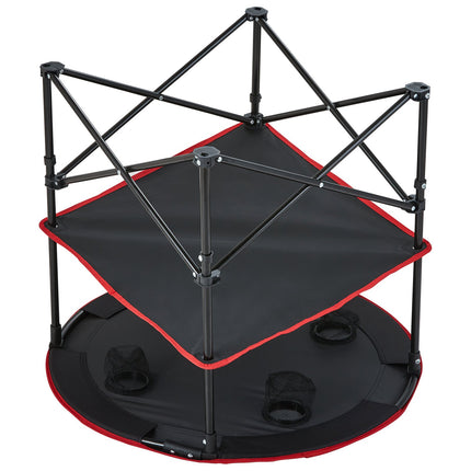 Folding Camping Table, Outdoor Portable Side Tables, Lightweight Fold Up Table, 600D Oxford Fabric & Steel Ultra Compact Work Table with Large Storage & Carry Bag, For Beach Picnic, 28.3"x24".