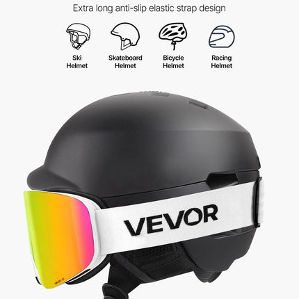 Frameless Ski Goggles, Magnet Cylindrical Lens with Pink Revo Coating, OTG Anti fog Snow Goggles for Men Women Youth, TPU Frame & Ventilation Structure, Fit for Skiing, Skating, Snowboarding.