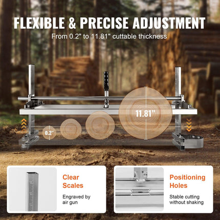 Portable Chainsaw Mill 14"-36" Guide Bar 0.2"-11.81" Cutting Thickness.