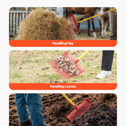 Horse Manure Fork Garden Tool 18 Tine Plastic Pitchfork Muck Rake for Hay.