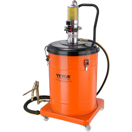 Grease Pump, 40L Capacity, Air Operated Grease Pump with 3.88 m High Pressure Hose and Grease Gun, Pneumatic Grease Bucket Pump with Wheels, Portable Lubrication Grease Pump 50:1 Pressure Ratio.
