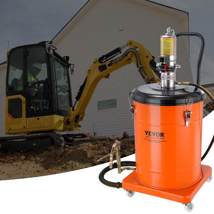 Grease Pump, 40L Capacity, Air Operated Grease Pump with 3.88 m High Pressure Hose and Grease Gun, Pneumatic Grease Bucket Pump with Wheels, Portable Lubrication Grease Pump 50:1 Pressure Ratio.