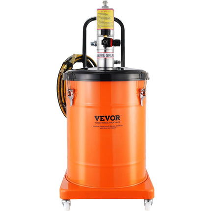 Grease Pump, 40L Capacity, Air Operated Grease Pump with 3.88 m High Pressure Hose and Grease Gun, Pneumatic Grease Bucket Pump with Wheels, Portable Lubrication Grease Pump 50:1 Pressure Ratio.