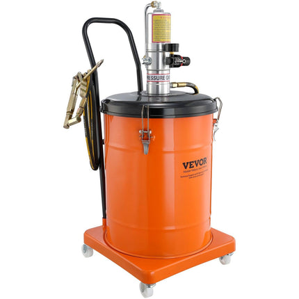 Grease Pump, 40L Capacity, Air Operated Grease Pump with 3.88 m High Pressure Hose and Grease Gun, Pneumatic Grease Bucket Pump with Wheels, Portable Lubrication Grease Pump 50:1 Pressure Ratio.